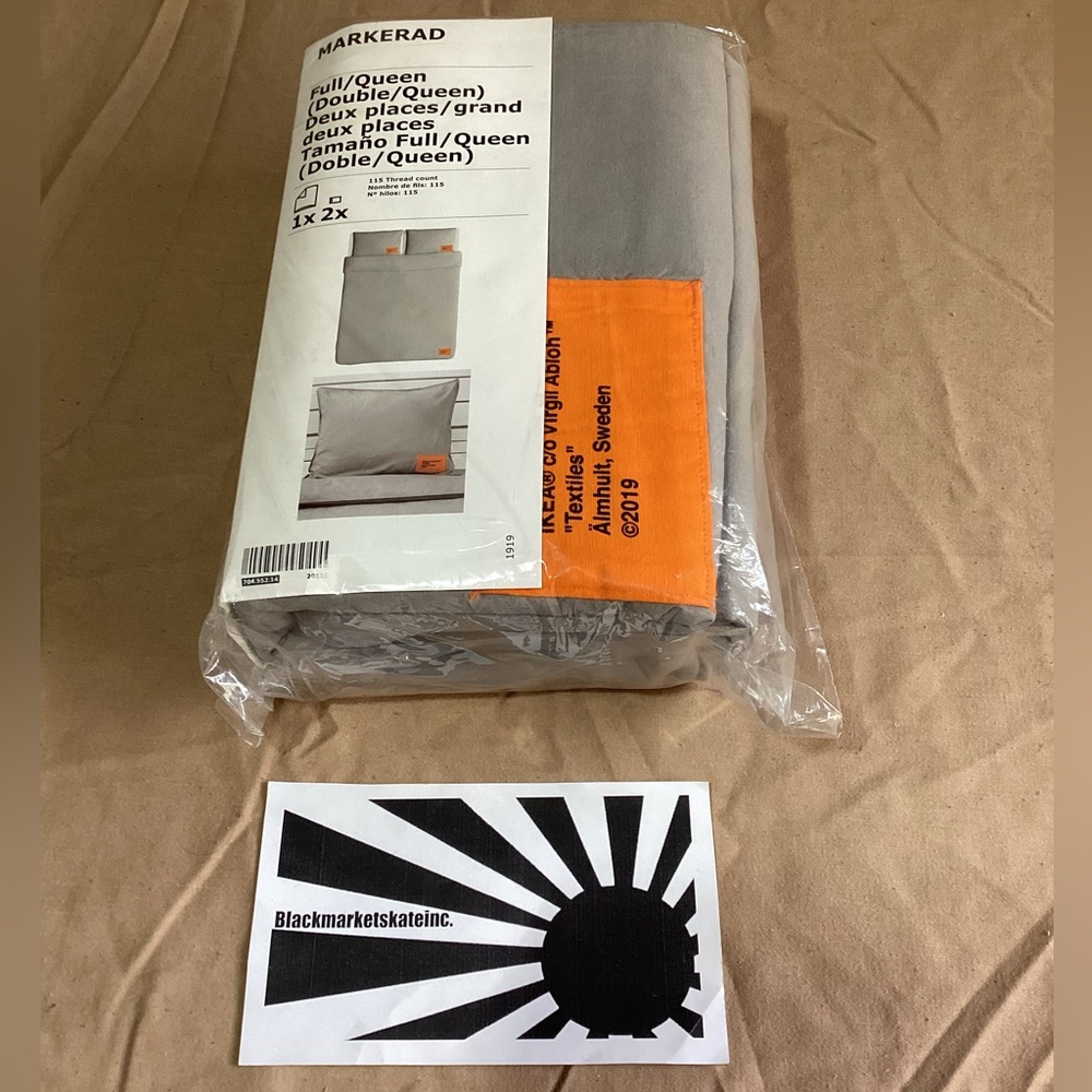 IKEA x Virgil Abloh MARKERAD "Textiles" Full/Queen Duvet Cover & 2 Pillowcases